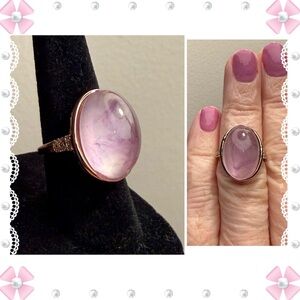 Ring - dome style Pink  - rose gold color steel filigree band - size 5.75. New